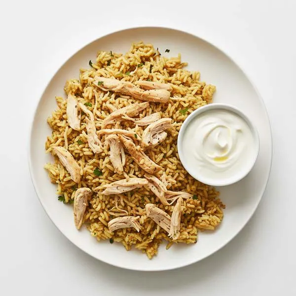 Lemon-Sumac Chicken Pilaf with tahini yogurt sauce